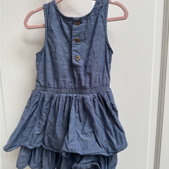 NWOT Cherokee 3T Girls Denim Blue Sleeveless Dress with Pink Floral Accent - Picture 6 of 6